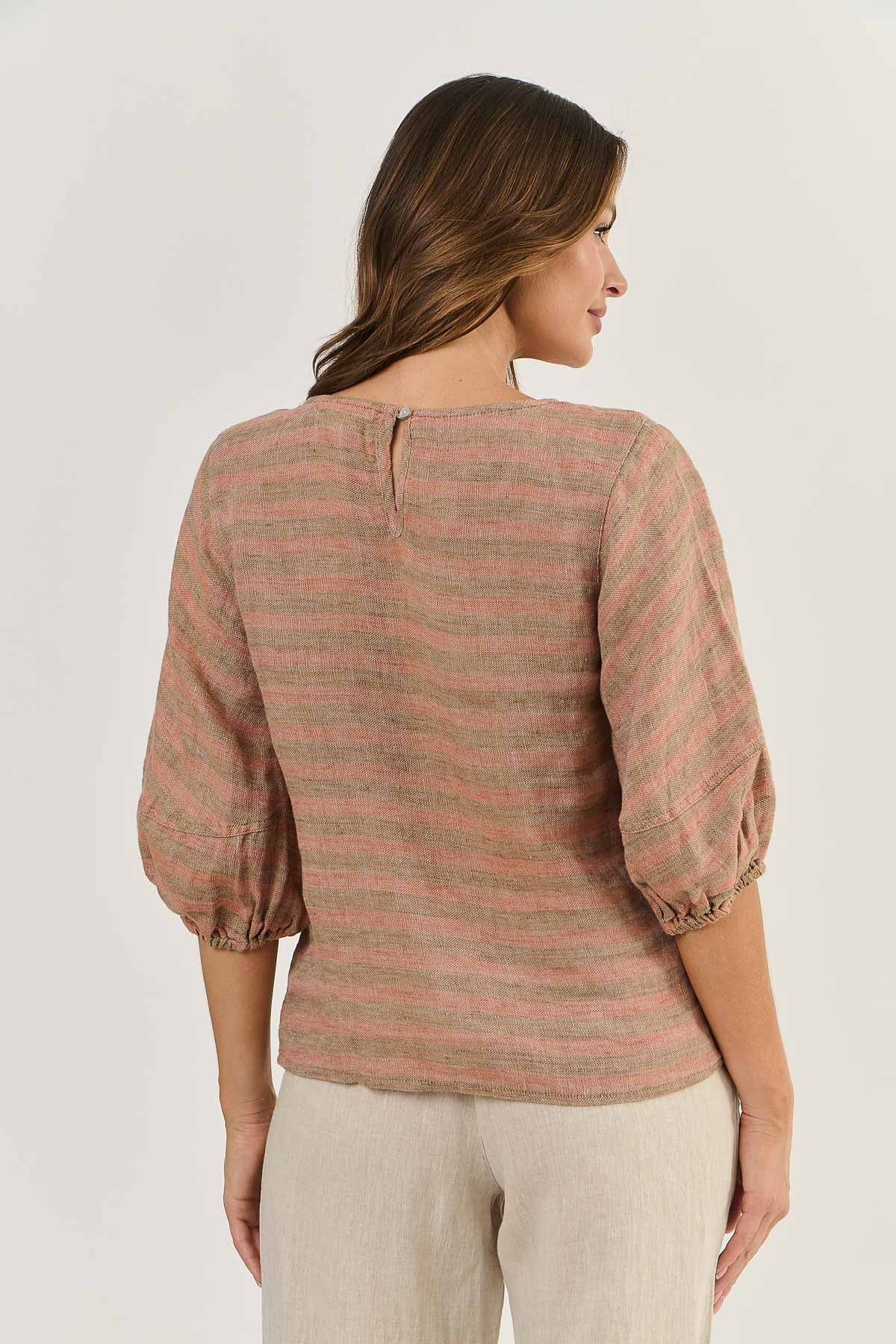 Naturals by O&J - Linen Blouse GA473. Brick