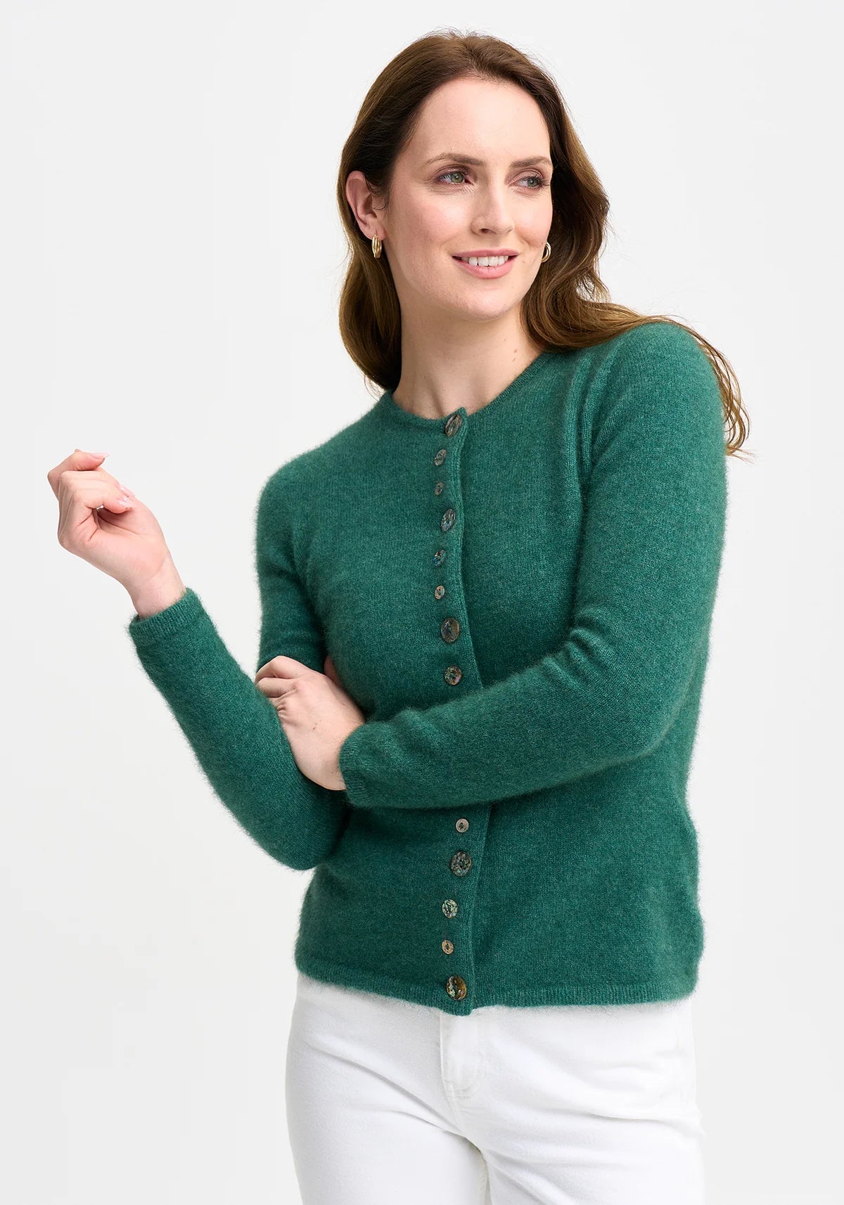 Merinomink Shell Cardigan - Fern