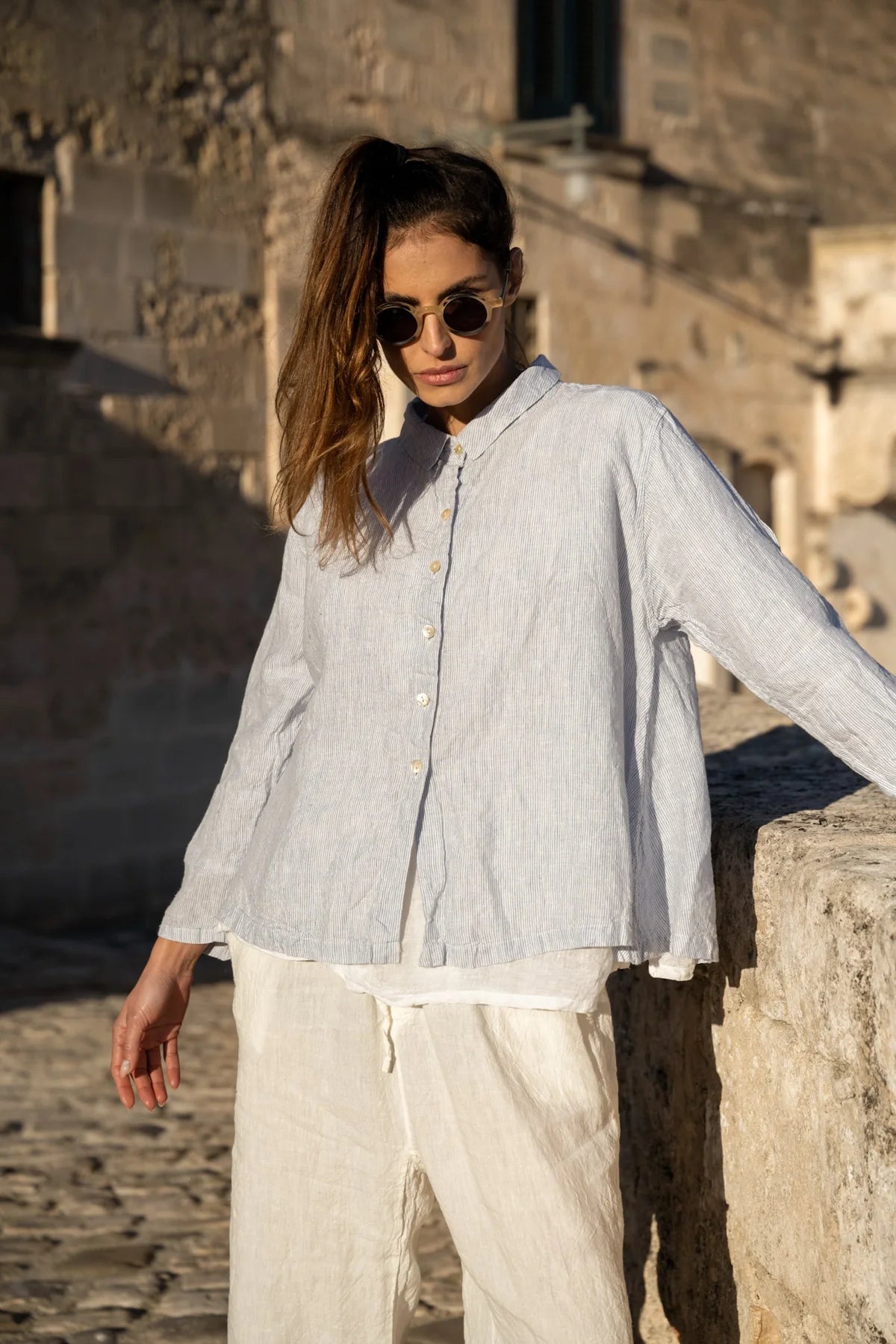 MegByDesign - Chiara Shirt Blue Pinstripe