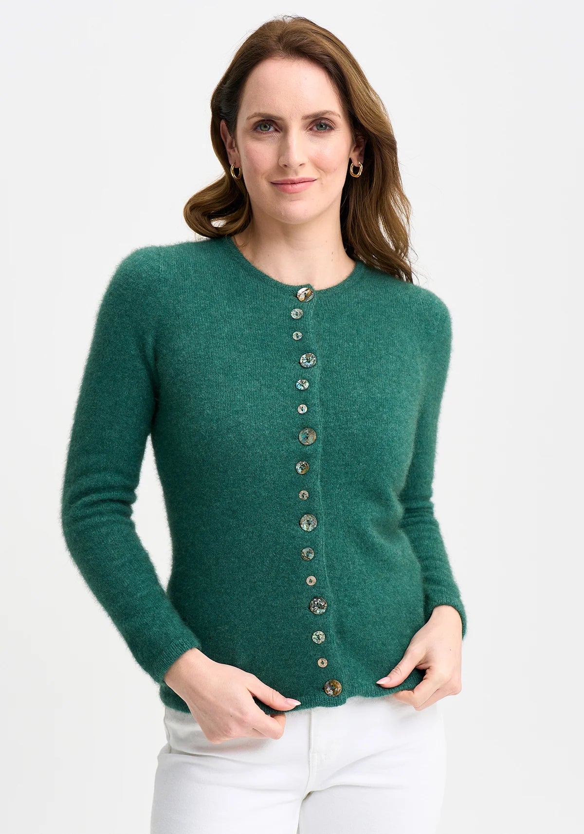 Merinomink Shell Cardigan - Fern